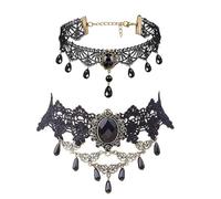 Halloween Gothique Noir Dentelle Colliers Ras Du Cou Gland Collier,Tour cou Extensible, Chaîne Tatouage,Collier élastique pour Femme,Collier au Henné, Ras Du Cou Bijoux Réglable pour Femmes et Filles…