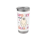 Halloween Groovy Cute Ghost Espeluznante Temporada Vaso térmico de acero inoxidable de doble pared