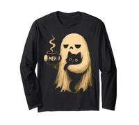 Halloween Grumpy Ghost Meh Café Introvertido Divertido Halloween Manga Larga