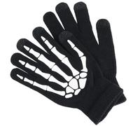 Halloween Guantes de Esqueleto Brillantes 1 Par de Fibras Acrílicas | Patrón de Calavera Impreso, Efecto de Brillo Visible, para Ciclismo y Moto, Uso Adulto