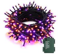 Halloween Guirnalda Luces Naranja Púrpura, PhilzOps 20M 200 LED Cadena de Luces Navidad Exteriore con Pilas 8 Modos Impermeable Luces de Árbol Navidad para Acción de Gracias Interior Fiesta Decoración