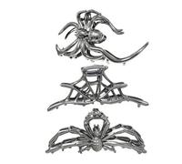 Halloween Hair Clips - Alloy 2.95 pulgadas | Kids Hair Accessories with Creative Goth Metal Claw Clamp | Kids Haiř Accessories, with 3 Pieces Decorative Spooky Spider Skeleton Haiř