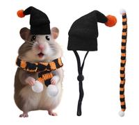 Halloween Hamster Hats Set, Adjustable Small Animal Headwear, Cozy Scarf Combo, Cute Pet Outfit for Holiday Festival, Christmas, Birthday Party, and Gatherings, Playful Seasonal Style