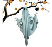 Halloween Hanging Ghost Light Decor Large Outdoor Spooky Ghost Lantern with String Lights | Fabric Halloween Hanging Ģhost Decoration for Porch Patio Tree Yard Haunted House Party Prop