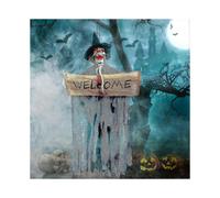 Halloween Hanging Witch Ghost with Light-up Eyes And Scary Sound Effect, Hanging Skeleton Ghost for Halloween Decorations Haunted House Indoor Outd