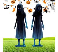 Halloween Hanted Twin Ground Stakes - 2 Pack Metal, Spooky Outdoor Yard Prop Stakes Ghost | Decoraciones De Fiesta De Carnaval De Terror, Estaca De Panel De Halloween Para Césped, Patio, Jardín