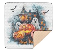 Halloween Happy Art - Tapete grande y elegante para gimnasio y actividades para interiores y exteriores, acogedor, transpirable, para tiempo de barriga y gatear para bebés y niños pequeños, 50 x 50