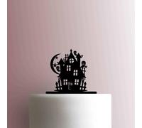 Halloween ? Haunted Mansion - Decoración acrílica para tartas de 6 pulgadas de ancho/morado