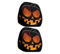 Halloween Headrest Cover - Car Headrest Covers | 2 Pieces Automobile Head Rest Protector | Big Eyes Scary Pumpkin Double-Sided Printing Elastic Cover For Interior Accessories Driver Passenger