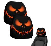 Halloween Headrest Covers for Cars, Ghost Face Headrest Covers for Cars, Scary Face Printing Auto Seat Universal Elastic Models Headrest Protector, Halloween Prank Decor for Car Truck SUV (Type B,2)