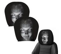 Halloween Headrest Covers for Cars, Ghost Face Headrest Covers for Cars, Scary Face Printing Auto Seat Universal Elastic Models Headrest Protector, Halloween Prank Decor for Car Truck SUV (Type D,2)