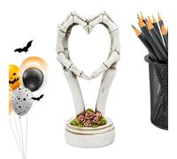 Halloween Heart Hands Sculpture, Bone Hand Gesture Desk Statues, Exquisite Skeleton Design, Artistic Bone-Inspired Accent, 3.35 X4.13 X8.27 Inches, Ideal for Home Counter Living Room Shelf