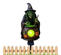 Halloween Hexenleuchte Hexe grüne LED Pfahlleuchte
