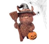 Halloween Highland Cow - Halloween Cow Plush | Highland Cattle Statue, Highlandd Cows Outdoor Decor, Collectible Festive Figurines For Desktop Tiered Tray Family Parties Farmhouse Hall Outdoor Indoor