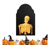 Halloween Hologram, Skeleton Mirror, LED Light Decor, Spooky Wall Accent, Creepy Indoor Ornament, Perfect for Bedroom, Door, Fireplace, Kitchen, Haunted House, Seasonal Celebration, Party Atmosphere