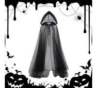 Halloween Hooded Cape, Spooky Witch Cloak Costume, Adjustable Full-Length Cosplay Robe with Hood for Stage Performance Carnival Fancy Party Photo Masquerade Event, Creative Cosplay Must-Have