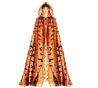 Halloween Hooded Cloak - Bat Print Sheer Mesh, Witch Cosplay For Party | 59.06 In | Sheer Mesh Witch Cape | Lightweight Mesh Frame With Front Tie Closure For Masquerade, Carnival, Prom, Role Play