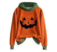 Halloween Hoodie Damen Oversize Hoodie Teenager Mädchen Kostüme, 2025, Lustig Kürbisdruck Sweatshirts, Pullover, Halloween-Oberteil Karneval Festlich Party Sweatshirts Pullover S-XXL, verde claro, L