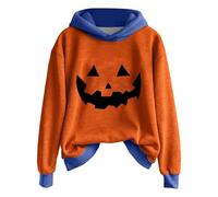 Halloween Hoodie Damen Oversize Hoodie Teenager Mädchen Kostüme, 2025, Lustig Kürbisdruck Sweatshirts, Pullover, Halloween-Oberteil Karneval Festlich Party Sweatshirts Pullover S-XXL, azul celeste, L
