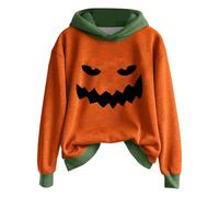 Halloween Hoodie Damen Oversize Hoodie Teenager Mädchen Kostüme, 2025, Lustig Kürbisdruck Sweatshirts, Casual Langarm Trainingchanzug Tops Streetwear Festlich Party Sweatshirts S-XXL, verde claro, M