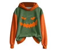 Halloween Hoodie Damen Oversize Hoodie Teenager Mädchen Kostüme, 2025, Lustig Kürbisdruck Sweatshirts, Casual Langarm Trainingchanzug Tops Streetwear Festlich Party Sweatshirts S-XXL, verde, M