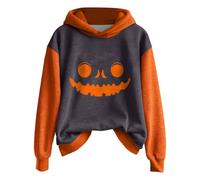 Halloween Hoodie Damen Oversize Hoodie Teenager Mädchen Kostüme, 2025, Lustig Kürbisdruck Sweatshirts, Pullover, Halloween-Oberteil Karneval Festlich Party Sweatshirts Pullover S-XXL, gris, M
