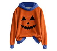 Halloween Hoodie Damen Oversize Hoodie Teenager Mädchen Kostüme, 2025, niedlicher Kürbisdruck Sweatshirts, Sweatshirts, Pullover, Halloween-Oberteil Karneval Festlich Party Kawaii Sweatshirts S-XXL