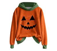 Halloween Hoodie Damen Oversize Hoodie Teenager Mädchen Kostüme, 2025, niedlicher Kürbisdruck Sweatshirts, Sweatshirts, Pullover, Halloween-Oberteil Karneval Festlich Party Kawaii Sweatshirts S-XXL