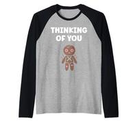 Halloween Horror Funny Quote Thinking of You Voodoo Doll Camiseta Manga Raglan