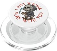 Halloween Horror Grim Reaper Quiere Jugar Aterrador Retro de los años 80 PopSockets PopGrip para MagSafe