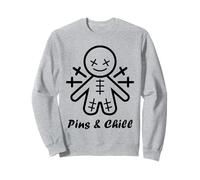 Halloween Horror Pins and Chill Funny Voodoo Doll Sudadera