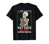 Halloween I Just Want To Pet Cats and Watch Horror Movies Camiseta