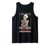 Halloween I Just Want To Pet Cats and Watch Horror Movies Camiseta sin Mangas