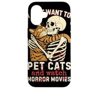 Halloween I Just Want To Pet Cats and Watch Horror Movies Carcasa para iPhone 16