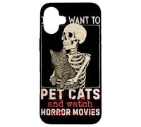 Halloween I Just Want To Pet Cats and Watch Horror Movies Carcasa para iPhone 16 Plus