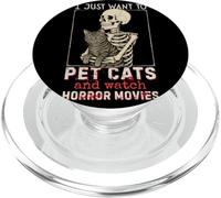 Halloween I Just Want To Pet Cats and Watch Horror Movies PopSockets PopGrip para MagSafe