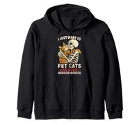 Halloween I Just Want To Pet Cats and Watch Horror Movies Sudadera con Capucha