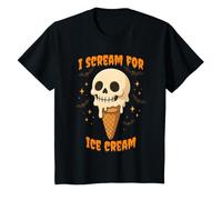 Halloween I Scream for Ice Cream Cone Skull para niños y niñas Camiseta