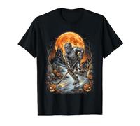 Halloween Ice Hockey Costume Spooky Skeleton Camiseta gráfica económica, Hombre, Negro, L