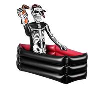 Halloween Inflatable Cooler - 35.43 Inches, Coffin Beverage Chiller, Large Capacity Ice Bucket | Skeleton Party Decoration, Inflatable Drink Holder For Themed Party, Pool, Backyard Barbecue