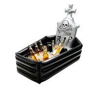 Halloween Inflatable Cooler - 35.43 Inches, Coffin Beverage Chiller, Large Capacity Ice Bucket | Skeleton Party Decoration, Inflatable Drink Holder For Themed Party, Pool, Backyard Barbecue