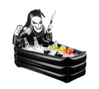 Halloween Inflatable Cooler - Chills Party Drinks Quickly, Spooky Coffin Skeleton Novelty Shape, 90x60x90cm Dimensions + 1000g Heavy Build, Plastiic Heavy Duty PVC Ice Bucket - For Garden Lawns & Pool