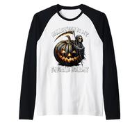 Halloween Is My Favorite Holiday Creepy Pumpkin Death Skull Camiseta Manga Raglan