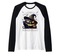Halloween Is My Favorite Holiday For Witches Mystic Cat Camiseta Manga Raglan