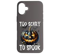 Halloween Jack O Lantern Pumpkin and Bats Too Scary To Spook Carcasa para iPhone 16 Plus