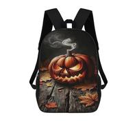 Halloween Jack-o'-Lantern with Smoky Glow Mochila Escolar Infantil De 17 Pulgadas Con Estampado 3D, Mochila Moderna Para Niños, Mochilas De Viaje, Bolsas Para Libros, Mochila Escolar Infantil