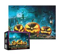 Halloween Jigsaw Puzzles, Pumpkin Puzzle Game, 1000 Piece Set, Vibrant Holiday Theme, Thick Cardboard Pieces, Challenging Activity, Perfect for Adults, Kids, Home, Holiday Decor, 25x20x6cm