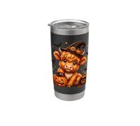 Halloween Kawaii Highland Cow Mago Bruja Halloween Vaso térmico de acero inoxidable de doble pared
