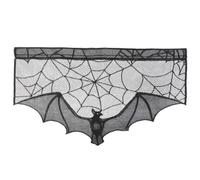 Halloween Lace Curtains Spooky Spider Web Bats Black Lace Window Curtain