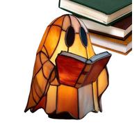 Halloween Lamp - Cute Ghost Reading Lamp with Book | Resin Desk Light Ornament for Reader, Table, Shelf, Entryway, Window | Holiday Decor for Home Display, Book Lovers, Spooky Setup